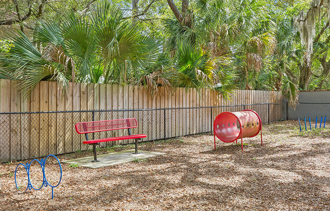 Community Dog Park with Agility Equipment at Grand Pavilion Apartments in Tampa, FL.