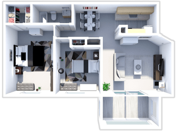 2 beds, 1 bath, 920 sqft, $899