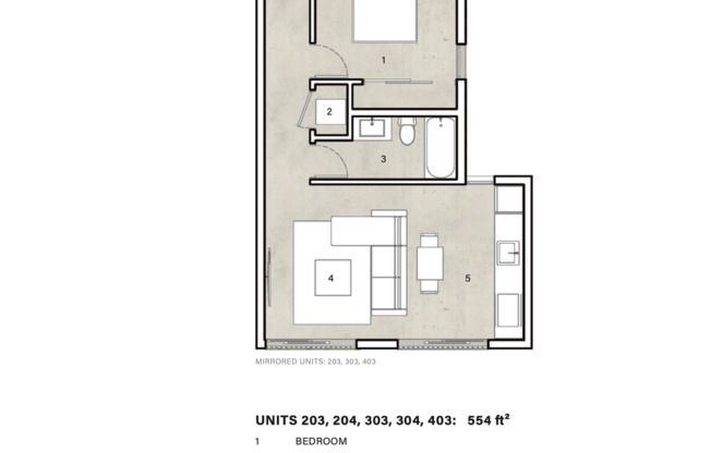 1 bed, 1 bath, 535 sqft, $2,595, Unit 203