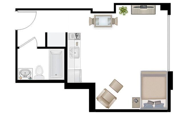 Studio, 1 bath, 387 sqft, $1,350, Unit 302