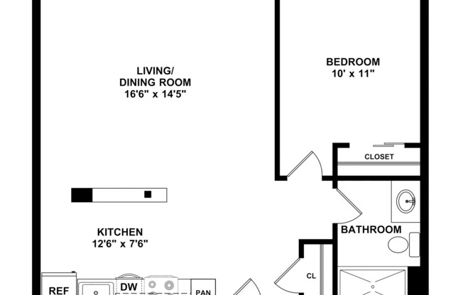 1 bed, 1 bath, 635 sqft, $3,400, Unit N223