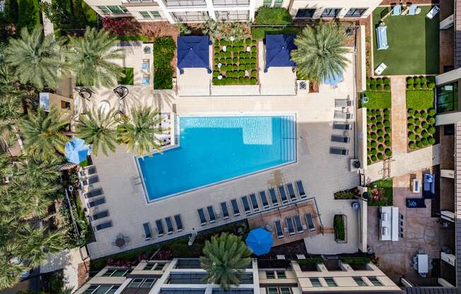 a view of the pool from above at the resort
