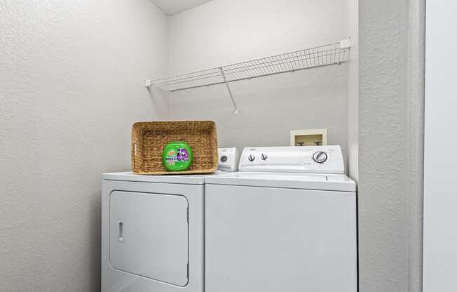 Washer and Dryer with Built-In Shelving