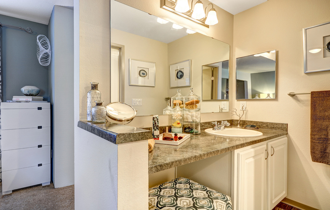 Vanity areas available in select floor plans