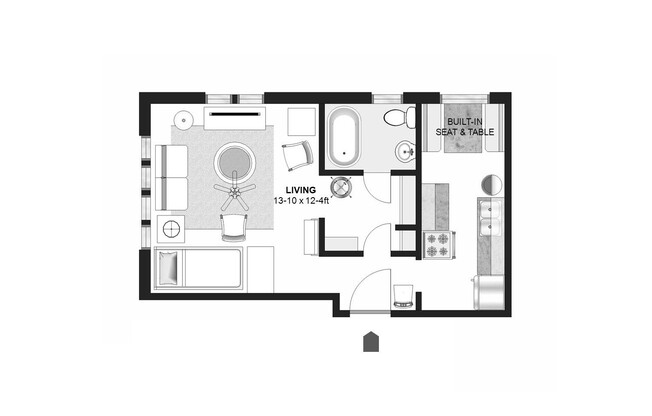 Studio, 1 bath, 350 sqft, $750, Unit 102