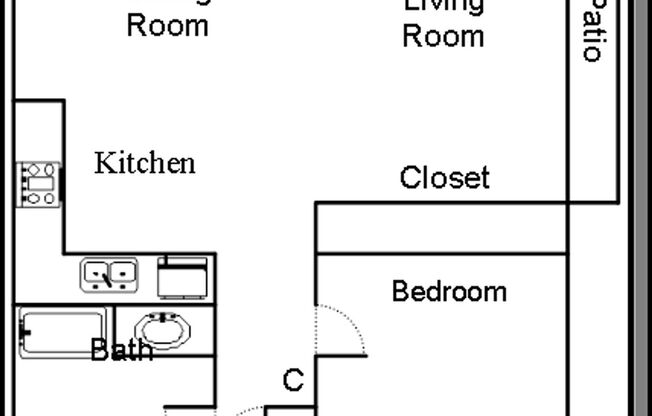 1 bed, 1 bath, 700 sqft, $1,150, Unit 32