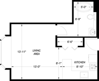 Studio, 1 bath, 236 sqft, $1,150