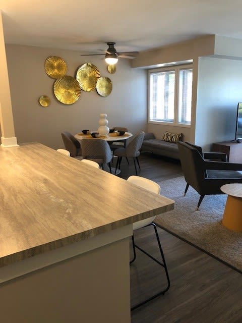 View to Dining Room in Open Concept, 2-Bedroom Apartment Home