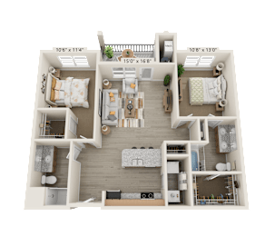 2 beds, 2 baths, 1,125 sqft, $1,870