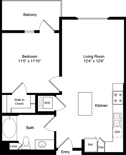 1 bed, 1 bath, 648 sqft, $2,712, Unit 2370