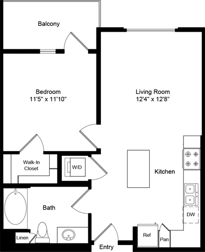 1 bed, 1 bath, 648 sqft, $2,612