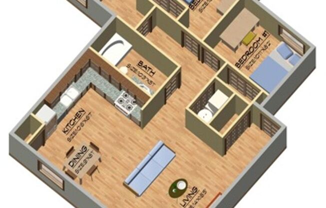 3 beds, 1 bath, 1,190 sqft, $2,450, Unit E221