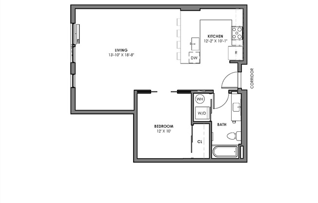 1 bed, 1 bath, 548 sqft, $1,950, Unit 216