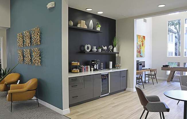 drink bar and sitting area