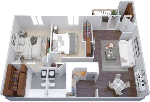 2 beds, 2 baths, 955 sqft, $1,535