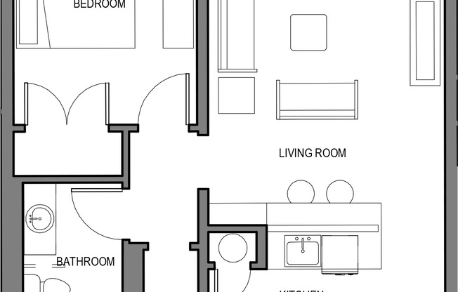 1 bed, 1 bath, 601 sqft, $1,950, Unit 207