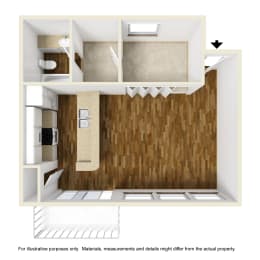 Studio, 1 bath, 540 sqft, $914