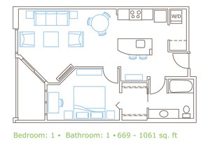 1 bed, 1 bath, 747 sqft, $2,462