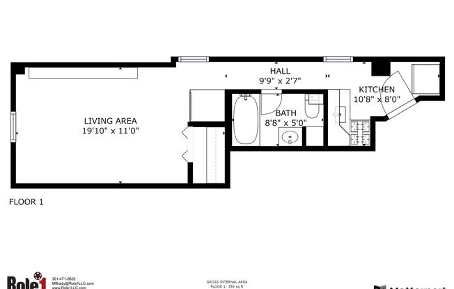 Studio, 1 bath, 500 sqft, $1,020, Unit 2A