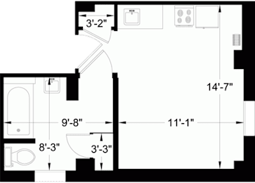 Studio, 1 bath, 350 sqft, $1,438