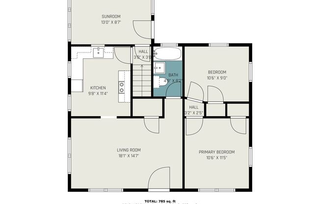 2 beds, 1 bath, $1,399