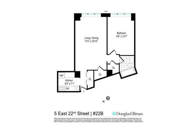 1 bed, 1 bath, 600 sqft, $6,300, Unit 22B