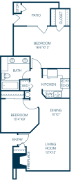 2 beds, 1 bath, 805 sqft, $1,270