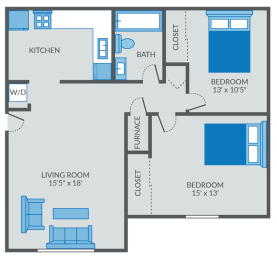 2 beds, 1 bath, 825 sqft, $1,105