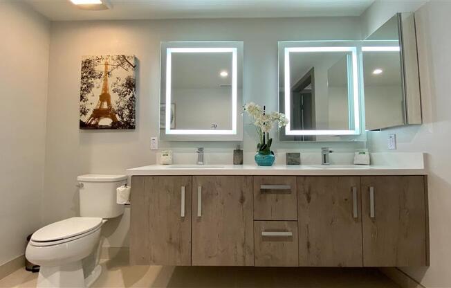 Luxury Lighted LED Vanity Mirrors for Bathrooms at The Mansfield at Miracle Mile, California, 90036