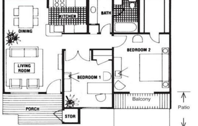 2 beds, 1 bath, 851 sqft, $1,043