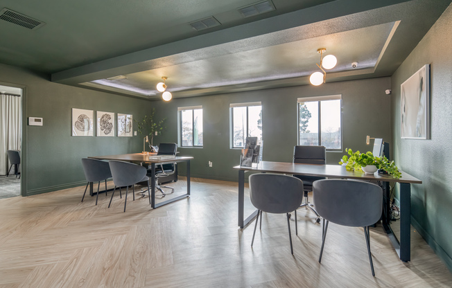 Front desks inside leasing office at Treehouse in Albuquerque, New Mexico