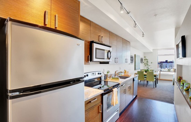 stainless steel appliances at Link + Mural, Seattle, WA