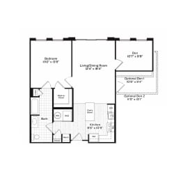 1 bed, 1 bath, 852 sqft, $2,639