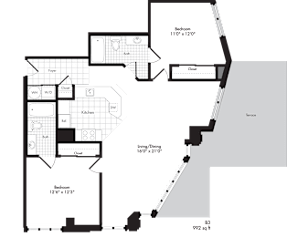 2 beds, 2 baths, 992 sqft, $2,660