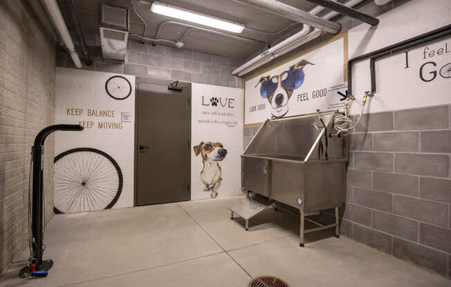 Bike repair station and pet wash station at North Pointe Villas luxury apartments in North Lincoln NE 68521