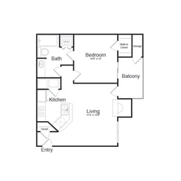 1 bed, 1 bath, 615 sqft, $1,840