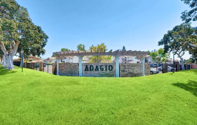 Monument sign with lush landscaping