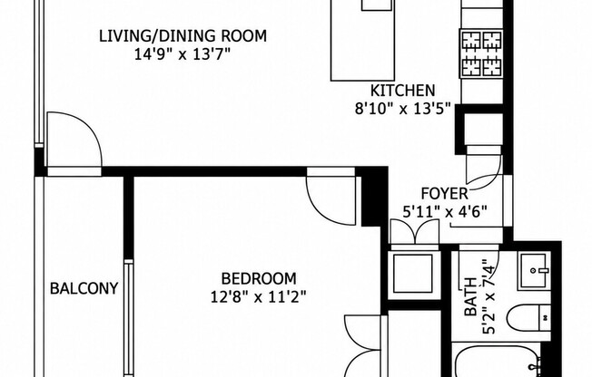 1 bed, 1 bath, 674 sqft, $3,500, Unit 3A
