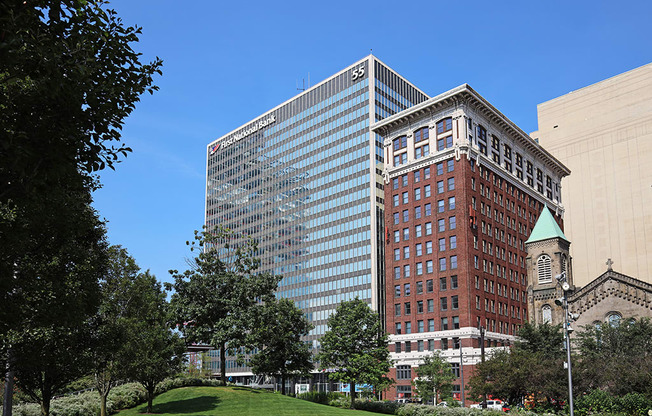 View of Residences at 55 Apartments from Public Square in Downtown Cleveland OH