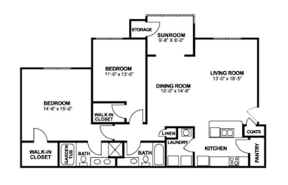 2 beds, 2 baths, 1,410 sqft, $1,340