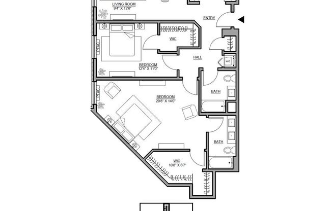 2 beds, 2 baths, 1,234 sqft, $3,350, Unit 306