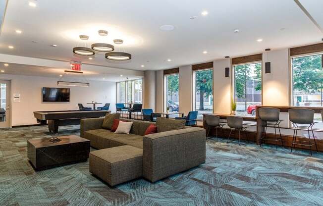 Resident Lounge with Media at 470 Manhattan, New York, 11222