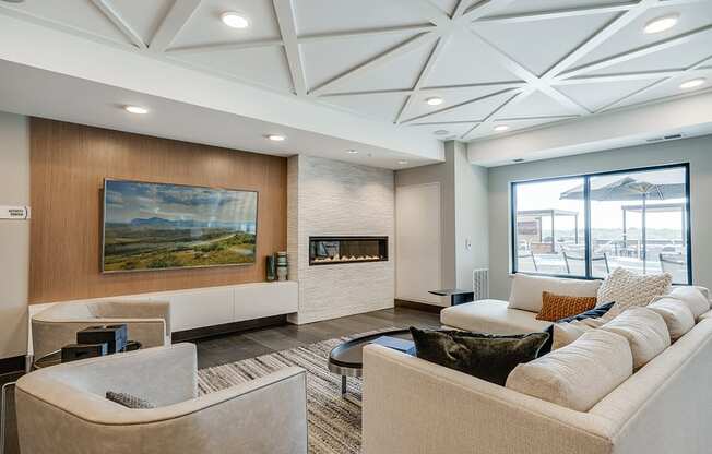 Lounge Seating With Fireplace in the Community Room