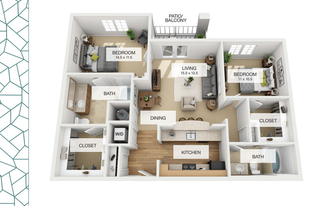 2 beds, 2 baths, 1,092 sqft, $2,140, Unit 00 - 9501308