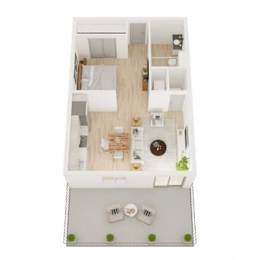 Studio, 1 bath, 605 sqft, $1,949