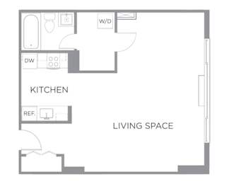 Studio, 1 bath, 470 sqft, $1,645