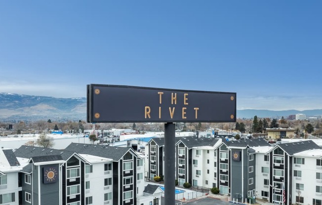 the Rivet sign over apartments