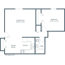 1 bed, 1 bath, 650 sqft, $920