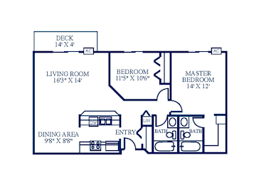 2 beds, 2 baths, 1,026 sqft, $1,630