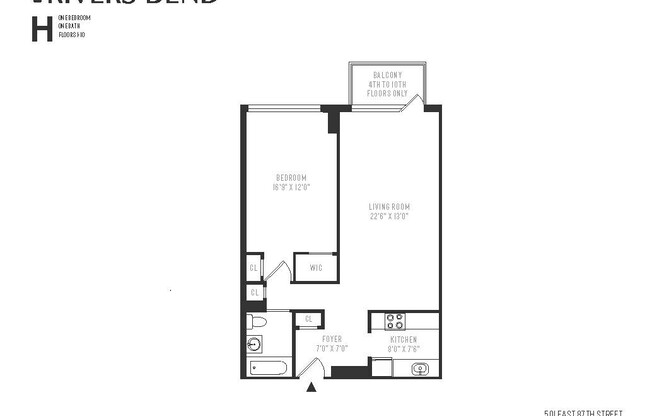 1 bed, 1 bath, $5,959, Unit 5H